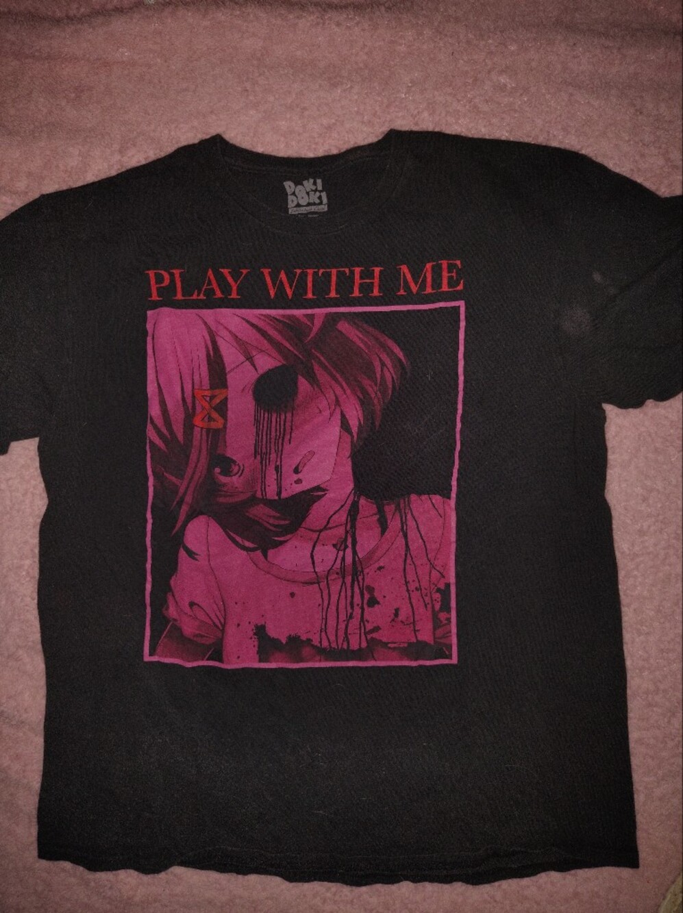 Play With Me Graphic Tee - Black with Pink Print